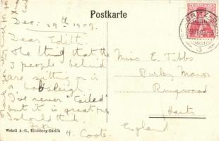 1909 Sport d'hiver / Wintersport / Winter sport, horse-drawn sleigh in St. Moritz, sledding peo...