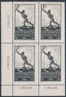 Ausztria 1912 Olimpia levélzáró (bal alsó) ívsarki négyestömb