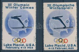 USA 1932 Téli Olimpia Lake Placid 2 db levélzáró