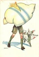 Magyar Cserkészszövetség kiadása / Hungarian scout art postcard with dog s: Márton L. + "1933 Gödöllő IV. Jamboree" So. Stpl