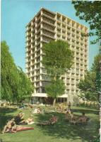 Siófok - 3 db modern városképes lap: fürdőzők, Hotel Europa szálloda, Szabadság tér, víztorony, auto...