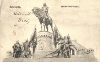 1906 Kolozsvár, Cluj; Mátyás király szobor / statue of Matthias Corvinus