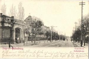 1904 Sopron, Kossuth út, villa, villamos. Verlag Josef Popper (EK)