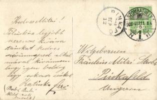 1908 Szombathely, Karlovitz Ferenc kereskedő üzlete, Dávid-csillag az egyik kirakatban, Fuchsol, Mag...