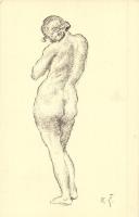 Kresba / Erotic nude lady art postcard. Stencuv Graficky Kabinet XII. 8. s: Karel Spillar