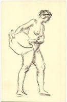 Kresba / Erotic nude lady art postcard. Stencuv Graficky Kabinet XII. 4. s: Karel Spillar