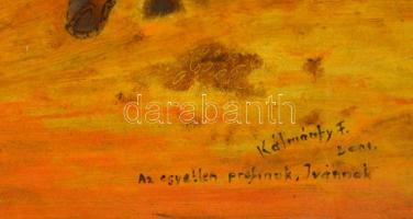 Kálmándy jelzéssel: Lovak a téren. Olaj, farost, üvegezett keretben, 48×38 cm