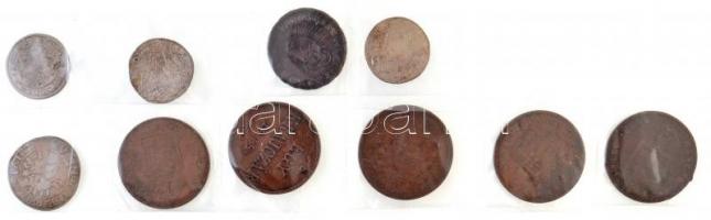 10db-os vegyes magyar krajcár, poltura és rézdenár tétel, közte 1700. Poltura Ag "I. Lipót"...