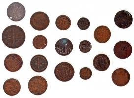 19db-os vegyes külföldi réz- és bronzpénz tétel, közte 1db ezüst, benne érdekesebb darabok: Olasz Ál...