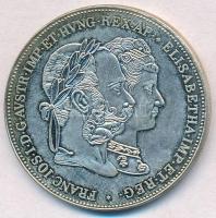 Ausztria 1879. 2G I. Ferenc József és Erzsébet királynő / Ezüstlakodalom fém másolat, hátlapon és peremen COPY jelzéssel T:1-