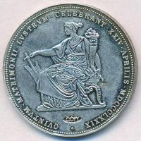Ausztria 1879. 2G "I. Ferenc József és Erzsébet királynő / Ezüstlakodalom" fém másolat, há...