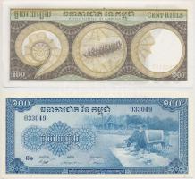 Kambodzsa 1956-1972. 100R + 1957-1975. 100R T:I,I-
Cambodia 1956-1972. 100 Riels + 1957-1975. 100 R...