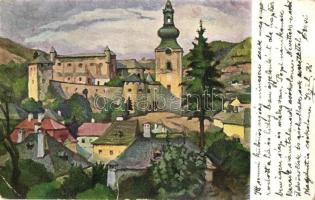 Selmecbánya, Schemnitz, Banská Stiavnica; Óvár művészlap / old castle, art postcard / Stary hrad. s: G. Angyal (EK)