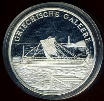 NSZK 1992. "Tengerek meghódítása-Griechische Galeere" Ag emlékérem, 20g T:PP Tanúsítvánnya...