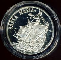 NSZK 1992. "Tengerek meghódítása-Santa Maria" Ag emlékérem, 8,5g T:PP Tanúsítvánnyal!