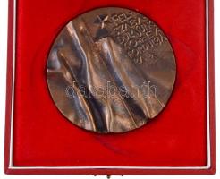 1985. "Felszabadulásunk 40. évfordulójára" Br emlékplakett dísztokban (98mm) T:2