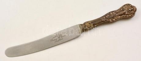 Ezüst(Ag) nyelű kés, jelzett, h: 21,5 cm