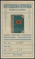 cca 1910-1920 Nagykanizsa, Gutenberg Nyomda számolócédula, 8x13 cm