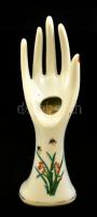 Porcelán kínai gyűrűtartó kéz, kézzel festett, jelzett, hibátlan, m:19 cm