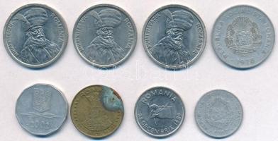 Románia 1966. 100L (6x) + 1991. 1000L + 2000. 10.000L + 2005. 1L + 1978-2002. 8db érme T:vegyes Romania 1966. 100 Lei (6x) + 1991. 1000 Lei + 2000. 10.000 Leié + 2005. 1 Lei + 1978-2002. 8pcs of coins C:mixed