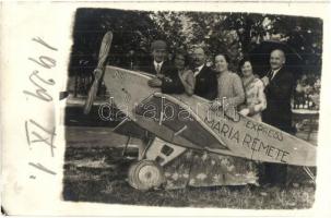 1929 Budapest II. Máriaremete, Aero Express Máriaremete, humoros repülős üdvözlet hölgyekkel és urakkal. photo