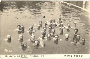 1933 Hévíz, Fürdőzők csoportképe. Ring photo (fa)