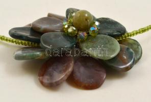 Nyaklánc csiszolt ásványokkal üveggolyókkal, h:56 cm