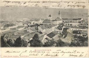 1905 Breznóbánya, Brezno nad Hronom; látkép, templomok. Fried Ármin kiadása / general view, churches (EK)