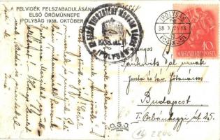 1938 Ipolyság, Sahy; bevonulás, magyar zászlók / entry of the Hungarian troops + 1938 Ipolyság vissz...