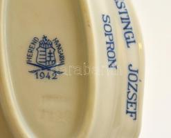 Herendi porcelán tálka, 2 db, kézzel festett, jelzett, hibátlan + jelzett, matricás tálka, kopásnyom...