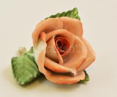 Herendi porcelán rózsa, kézzel festett, jelzett, apró lepattanásokkal, 8,5×6 cm