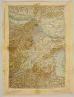 1915-1937 2 db katonai térkép (Budapest, Bécs), 1:200.000, M. Kir. Állami Térképészet-M. Kir. Honvéd Térképészeti Intézet, 63x47 cm és 62x43 cm