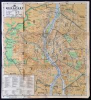 cca 1930-1940 Budapest térkép, német nyelven, magyar nevekkel, az egyik oldalon ragasztással, 47x43 cm