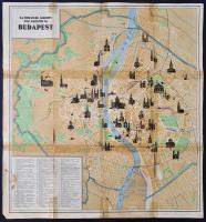 cca 1930-1940 Budapest térkép, német nyelven, magyar nevekkel, az egyik oldalon ragasztással, 47x43 ...