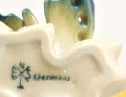 Ens porcelán pillangópár, kézzel festett, jelzett, hibátlan, 9×6,5 cm