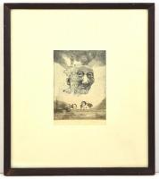 Badacsonyi Sándor (1949-2016): Öreg Madonna, rézkarc, papír, jelzett, üvegezett keretben, 20×15 cm