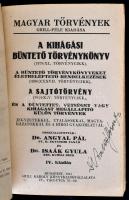 Dr. Angyal Pál - Dr. Isaák Gyula: Büntető törvénykönyv I-II. kötet. Bp., 1941, Grill. IV. kiadás. Ki...