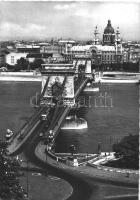 Budapest - 5 db modern városképes lap tömegközlekedési eszközökkel: villamos, autóbusz, automobil; k...