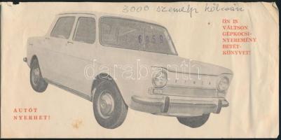 Takarékbetét csekkfüzet autóreklámmal