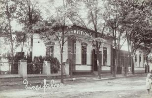 1912 Zichyfalva, Zichydorf, Plandiste; Hittich L. szálloda és étterem / hotel and restaurant. photo + Versecz-Torontálszécsány 148. vasút mozgóposta