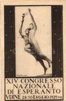 1929 XIV Congresso Nazionale Di Esperanto Vdine 28-30 Luglio / 14th National Esperanto Congress in Udine. artist signed (EK)