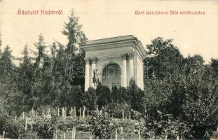 1907 Kisbér, Báró Wenckheim Béla lovasszobor, emlékszobor. W. L. (?) 2045. Kiadja Haftl Kálmán (EK)