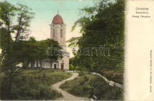 1912 Aszód, Evangélikus templom. Kiadja Huszerl Sándor és fia (EK)