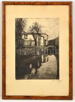 Olvashatatlan jelzéssel: Milánó. Rézkarc, papír, üvegezett keretben, 32×23 cm