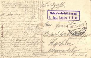 Noyon, Cuirassiers, Les anciens Étendards + Soldatenbriefstempel II. Batl. Lanw. I.R. 12