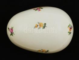Hollóházi tojás bonbonier, matricás, jelzett, hibátlan, h:12 cm, m:6,5 cm