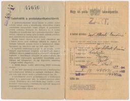 Budapest 1934. "M. Kir. Postatakarékpénztár" betétkönyv, több kitöltött oldallal