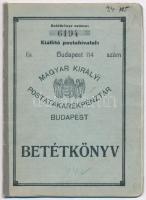 Budapest 1933. "Magyar Királyi Postatakarékpénztár" betétkönyv, több kitöltött oldallal.