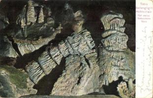 Tátra, Barlangliget, Höhlenhain, Tatranská Kotlina; Tört oszlop, cseppkő barlang belső / stalactite cave (EK)
