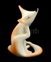 Hollóházi porcelán róka, kézzel festett, hibátlan, jelzett, m: 7,5 cm